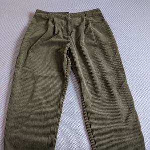 Topshop Olive Green Wide-wale Corduroys